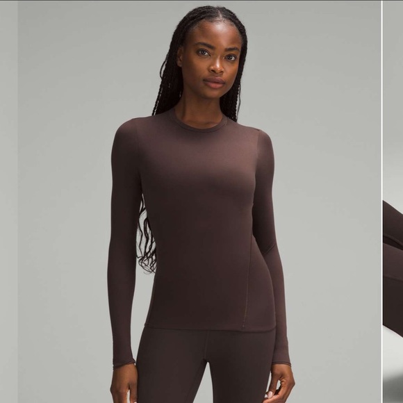 685. Lululemon athletica Wundermost Ultra-Soft Nulu Long-Sleeve Shirt Espresso S - Picture 2 of 3